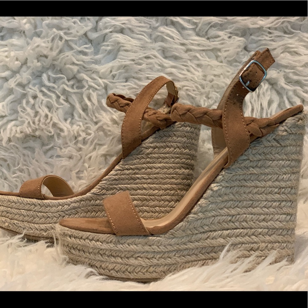 Tan high heel wedges
